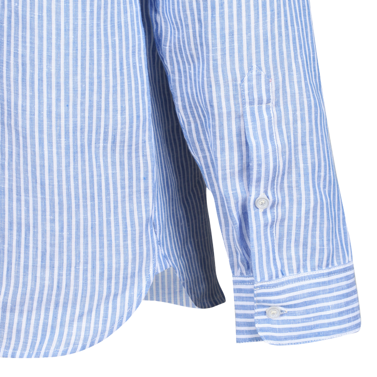 Linen Shirt Blue & White Stripe- Vintage collar