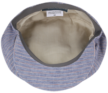 Linen Cap Light Blue With Pink Stripes