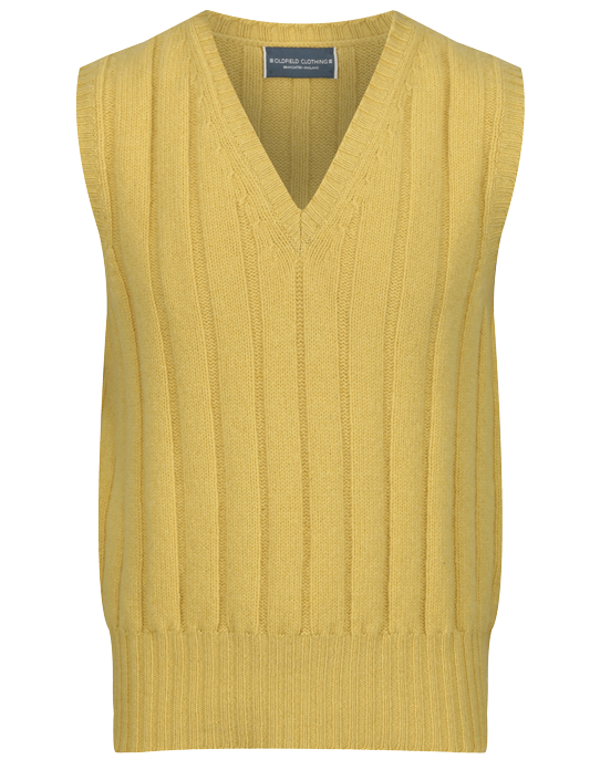 1930s Mustard V neck slip over knitted in Shetland