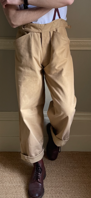 1940s "Tobruk" trouser in Sand Bull Denim