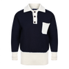 1920s Biker sweater in Navy & Ecru