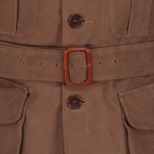 1940s Safari Field Jacket in Brown Moleskin