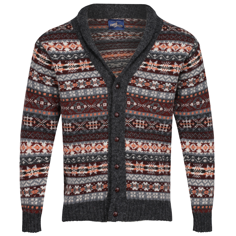 Fair isle cardigan sweater mens best sale