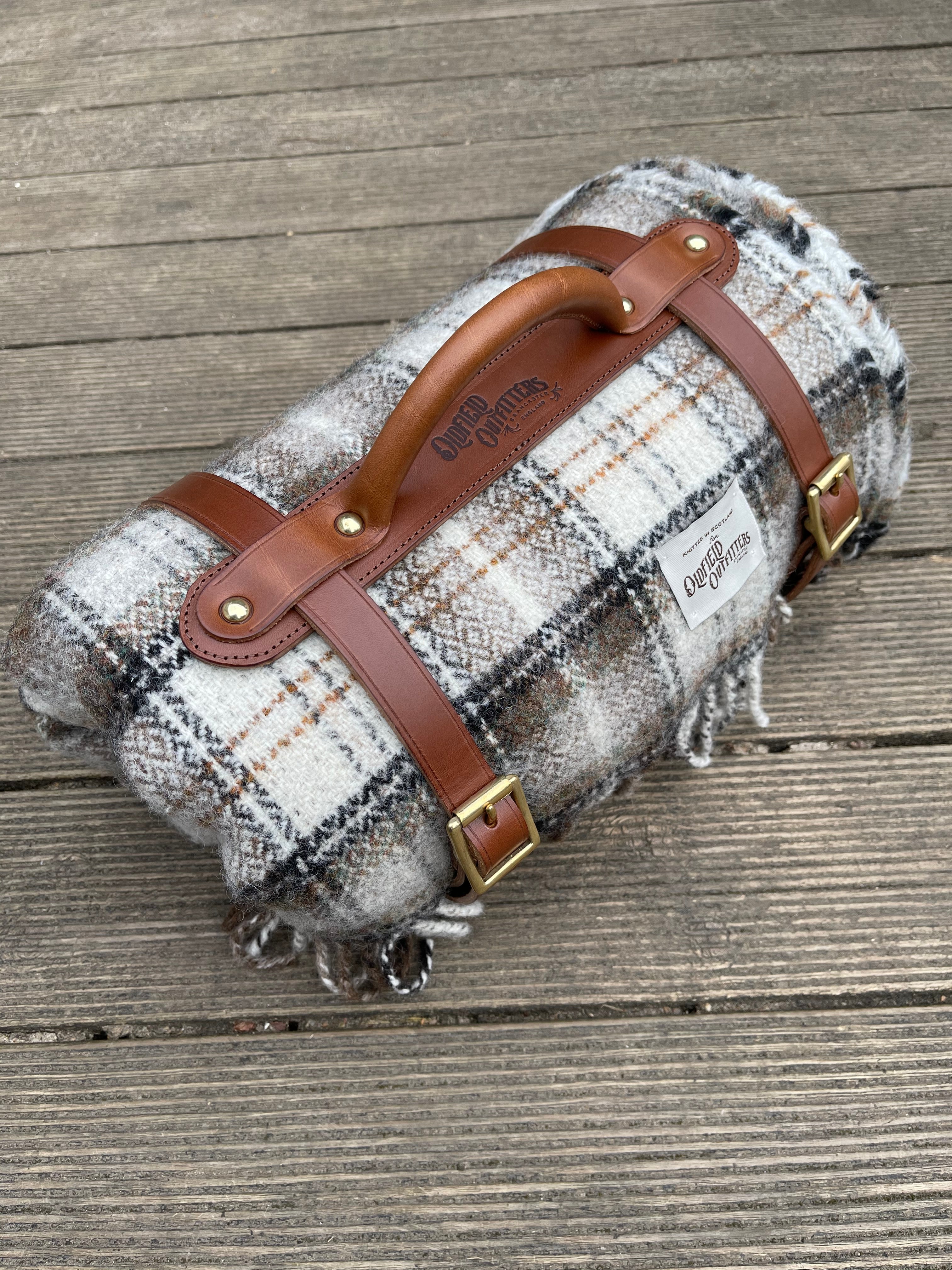 Picnic Blanket with leather blanket straps