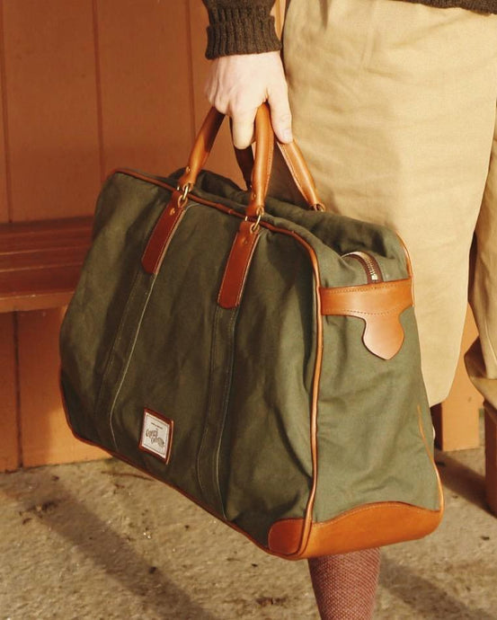 1940s Leather and Canvas kit bag